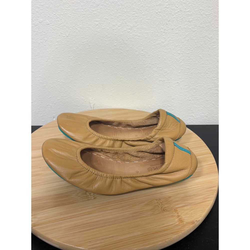Tieks by Gavrieli Size 6 Ballet Flats Camel Leather Tan Foldable Shoe‎